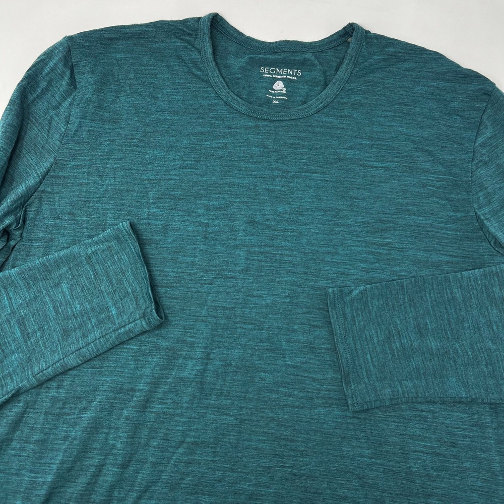 Segments Womens Teal Heather 100% Merino Wool Long Sleeve Base Layer Top XL